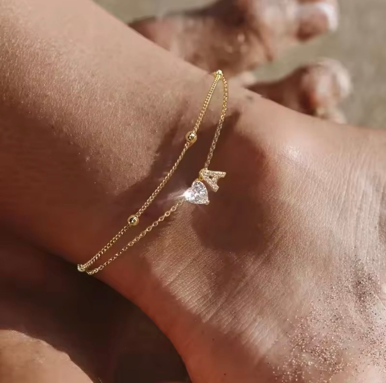 Gold Anklet with Initial