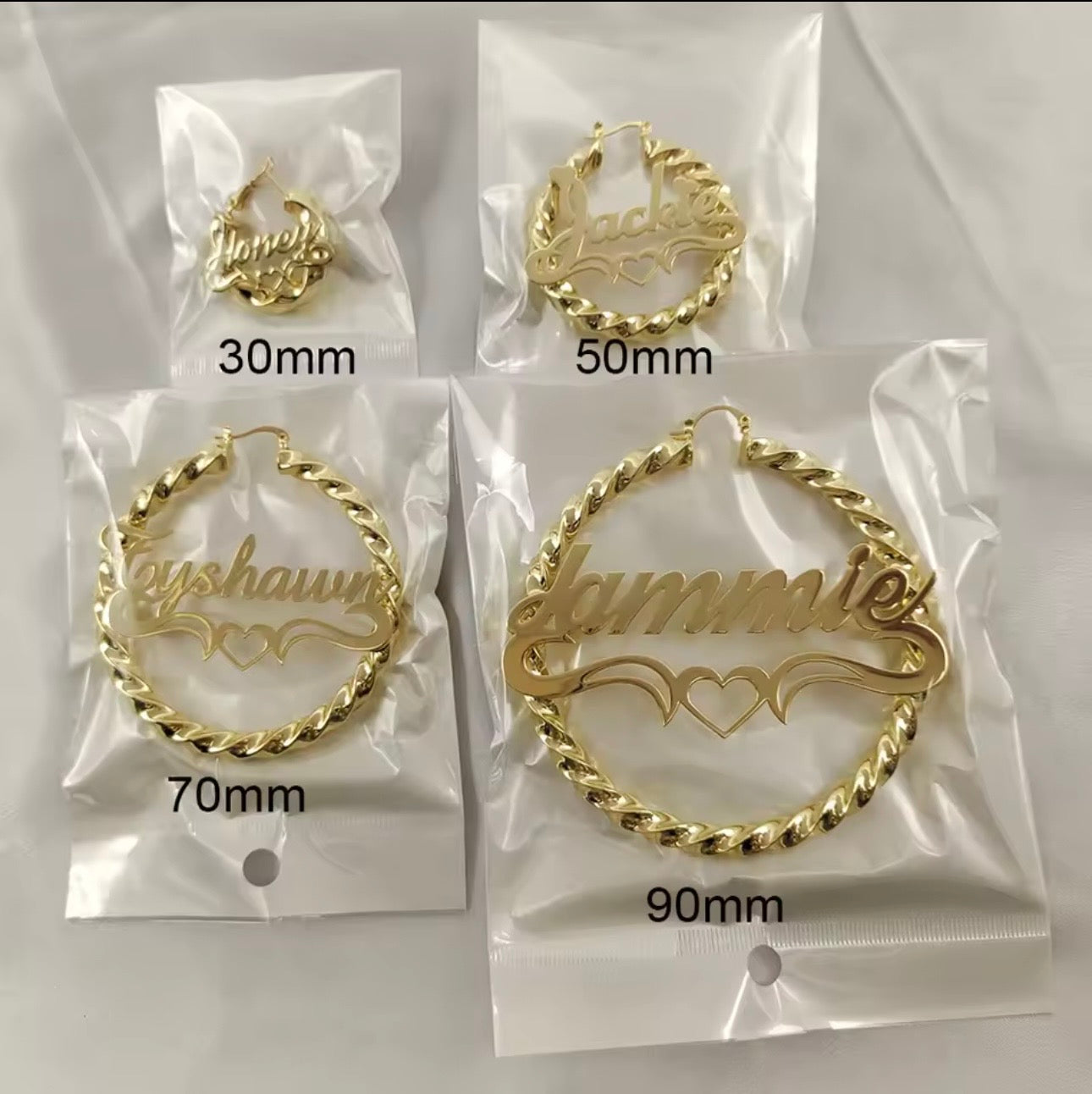 Custom Rope Hoop Earrings with Heart