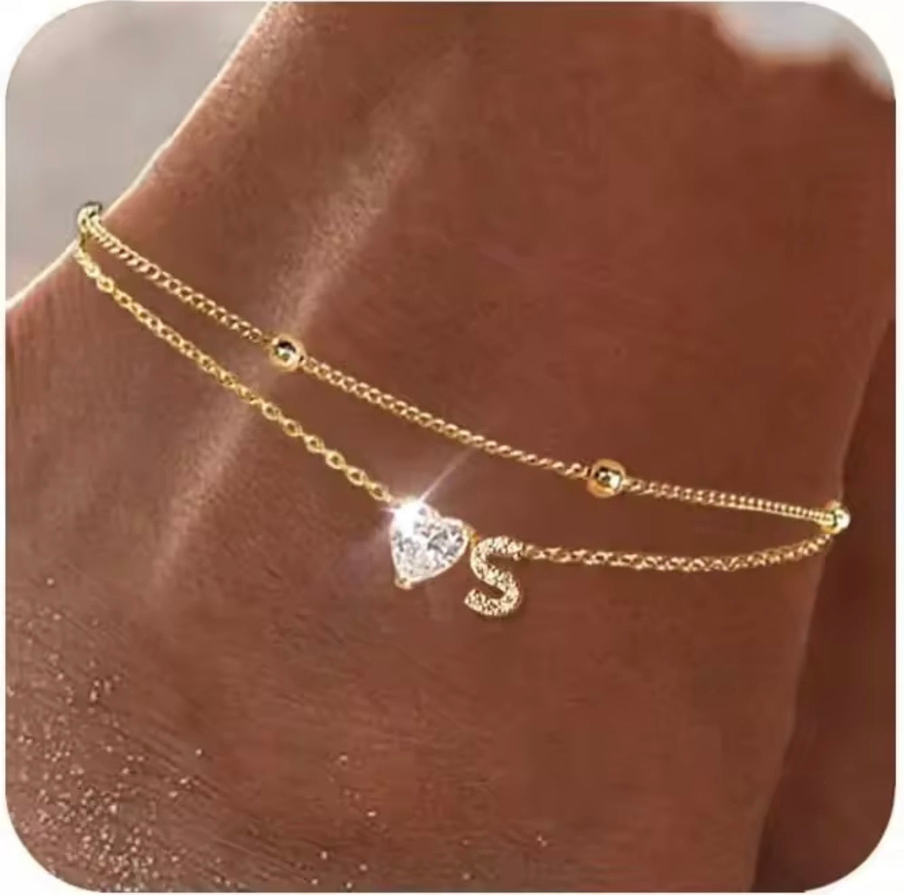Gold Anklet with Initial