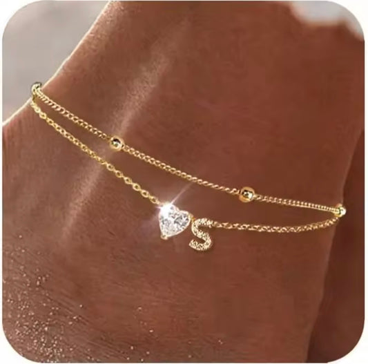 Gold Anklet with Initial